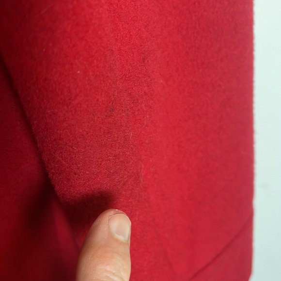 St. Johns Bay Red Wool Coat- front pockets- interior lining pocket- size Large - Picture 14 of 16